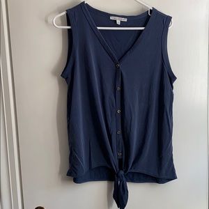 cute Green Envelope button tank, tie at bottom